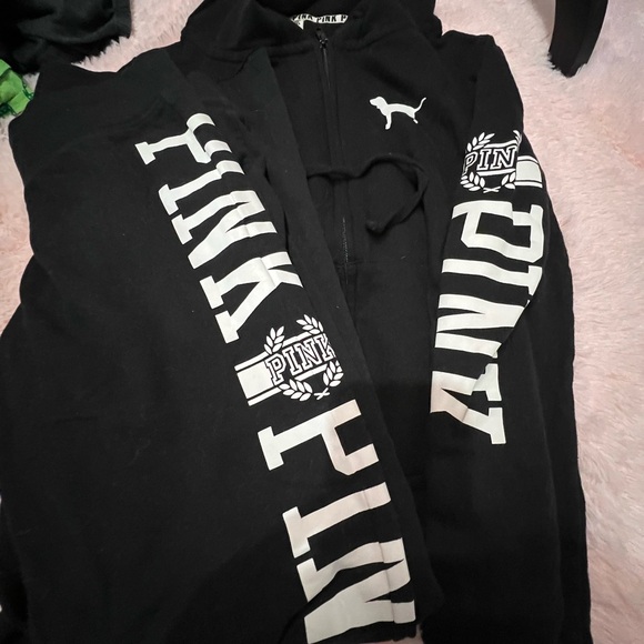 🌟VS PINK Sweatpants and Zip up set with White Logo - Picture 1 of 7